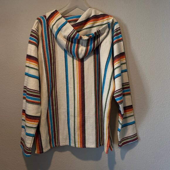 Senor Lopez‎ Baja Hoodie Large Striped Cotton Blend 90s Beach Pullover - Picture 2 of 3